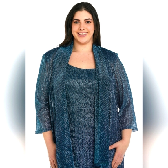 R&M Richards Metallic 2 piece drapey Cardigan & top blouse New sz 2X - Picture 1 of 9